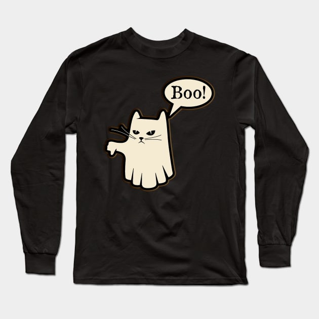 Cute Spirits Ghost Cat of Disapproval the ghost of disapproval Long Sleeve T-Shirt by masterpiecesai